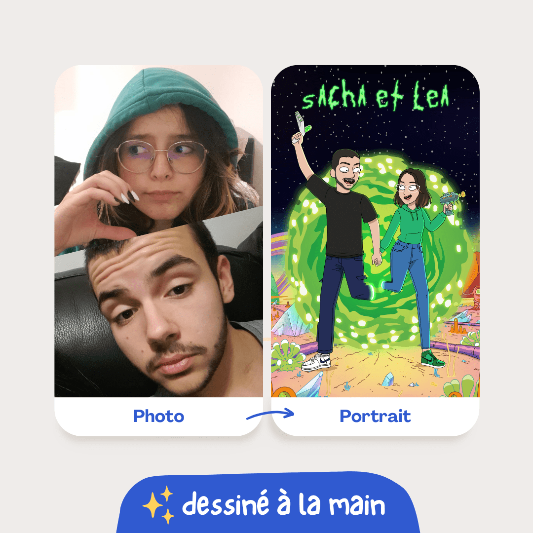 Portrait personnalisé Rick et Morty